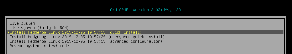 Sensor installation image boot menu