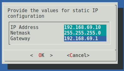 Static IP configuration