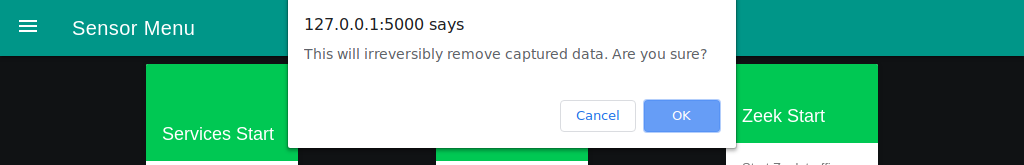 "Clean Sensor" confirmation prompt before deleting sensor data