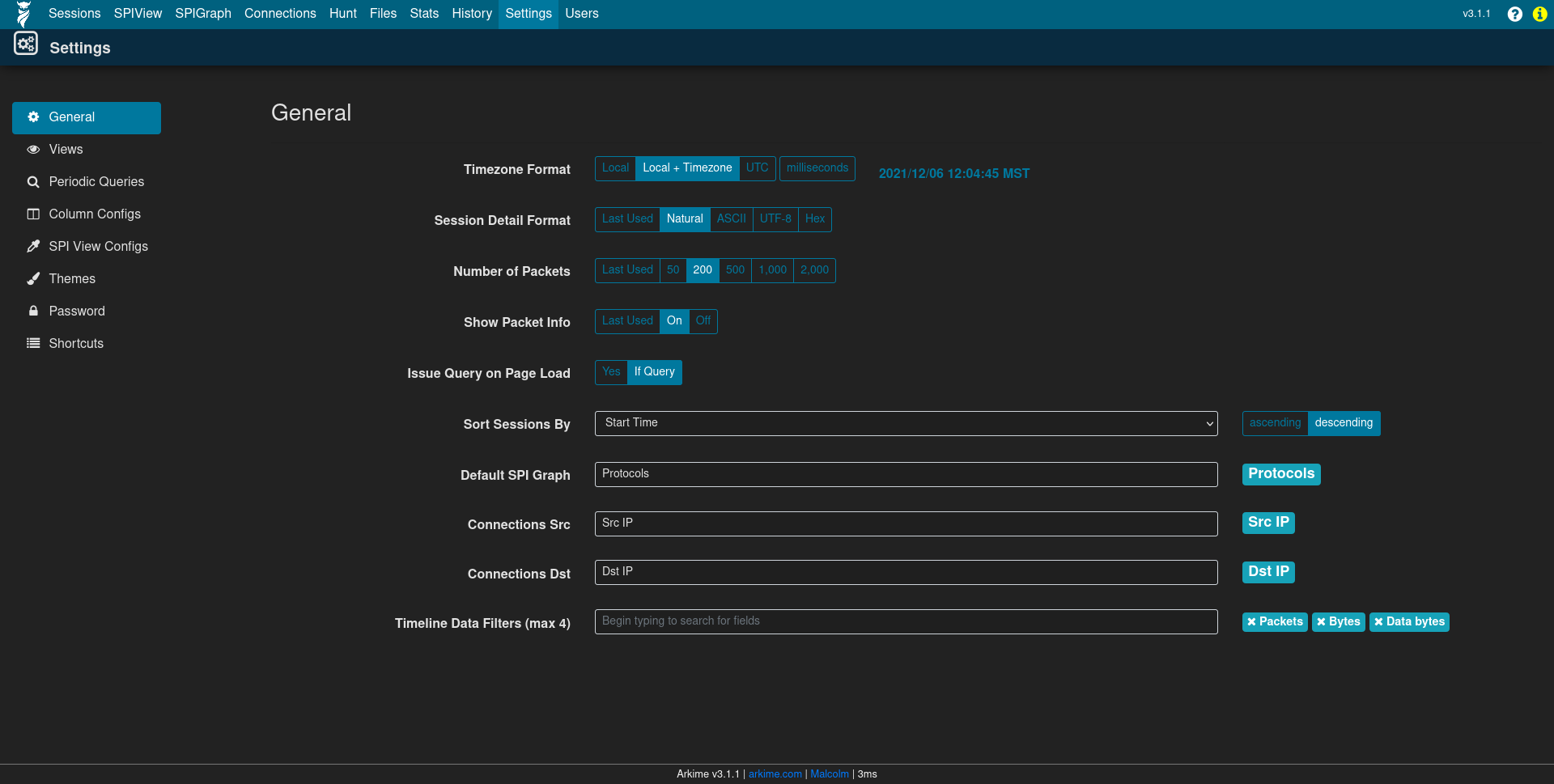 Arkime general settings