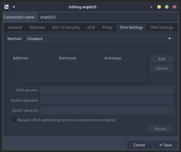Disabled Network Interface